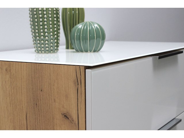 Dressoir dudek 134cm met 4 lades & 1 deur - wit/eik - afbeelding 3 van  5