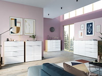 Dressoir dudek 134cm met 4 lades & 1 deur - wit/eik - afbeelding 4 van  5