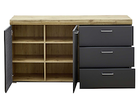 Dressoir enso 2 deuren & 3 lades - antraciet/eik - afbeelding 2 van  3