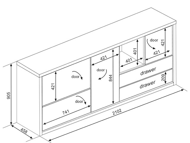 Dressoir frame- donkere eik - afbeelding 3 van  3