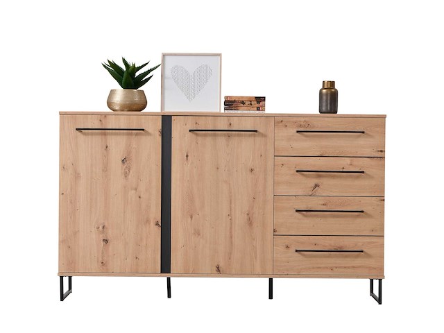 Dressoir hoggas 159cm 4 deuren & 2 lades - eik - afbeelding 3 van  7