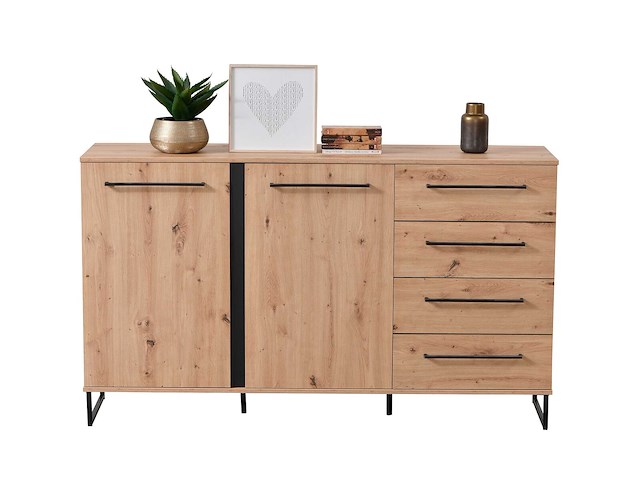 Dressoir hoggas 159cm 4 deuren & 2 lades - eik - afbeelding 4 van  7