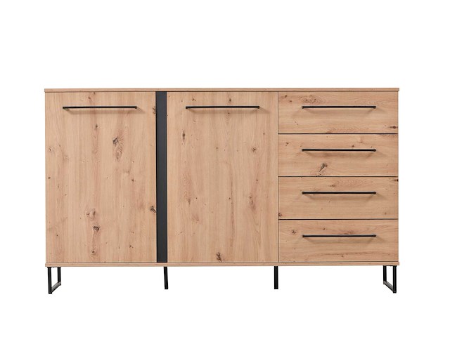 Dressoir hoggas 159cm 4 deuren & 2 lades - eik - afbeelding 5 van  7
