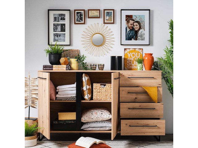 Dressoir hoggas 159cm 4 deuren & 2 lades - eik - afbeelding 6 van  7