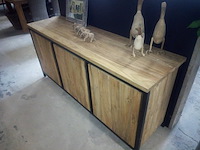 Dressoir in teak met metalen frame zwart - afbeelding 4 van  4