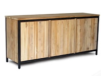 Dressoir in teak met metalen frame zwart - afbeelding 1 van  4
