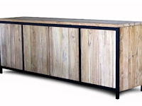 Dressoir in teak met metalen frame zwart - afbeelding 1 van  2