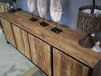 Dressoir in teak met metalen frame zwart - afbeelding 2 van  2