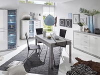 Dressoir inga 147 cm met 2 deuren & 3 lades - beton/wit - afbeelding 1 van  2