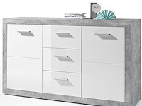 Dressoir inga 147 cm met 2 deuren & 3 lades - beton/wit - afbeelding 2 van  2