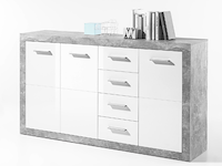 Dressoir inga 152 cm met 3 deuren & 4 lades - beton/wit - afbeelding 2 van  2
