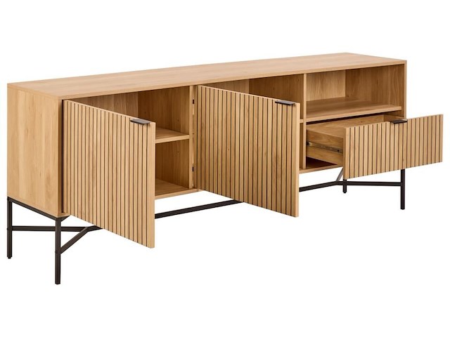 Dressoir jaipur - 180x40x70cm - 2 deuren & 1 lade - eikdecor - afbeelding 3 van  7