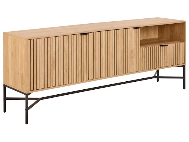 Dressoir jaipur - 180x40x70cm - 2 deuren & 1 lade - eikdecor - afbeelding 4 van  7