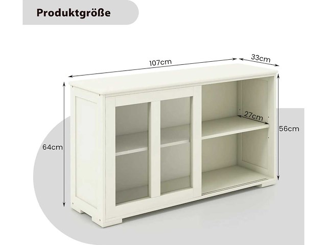 Dressoir, keukenkast met schuifdeuren van glas en verstelbare plank - afbeelding 4 van  7