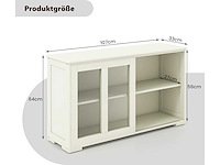 Dressoir, keukenkast met schuifdeuren van glas en verstelbare plank - afbeelding 4 van  7