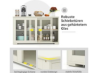 Dressoir, keukenkast met schuifdeuren van glas en verstelbare plank - afbeelding 6 van  7