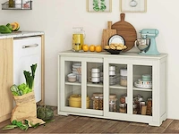 Dressoir, keukenkast met schuifdeuren van glas en verstelbare plank