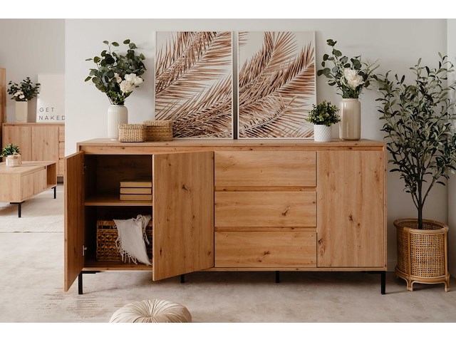 Dressoir korina 178 cm-artisanale eik - afbeelding 2 van  7