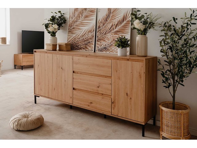 Dressoir korina 178 cm-artisanale eik - afbeelding 3 van  7