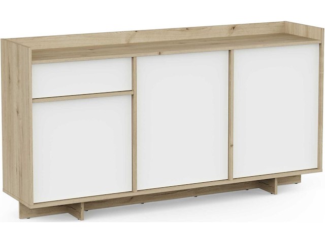 Dressoir leda - 157x36x82cm - 3 deuren & 1 lade - wit/eikdecor - afbeelding 1 van  7