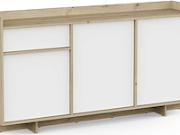 Dressoir leda - 157x36x82cm - 3 deuren & 1 lade - wit/eikdecor - afbeelding 1 van  7