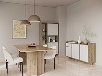 Dressoir leda - 157x36x82cm - 3 deuren & 1 lade - wit/eikdecor - afbeelding 2 van  7