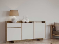 Dressoir leda - 157x36x82cm - 3 deuren & 1 lade - wit/eikdecor - afbeelding 3 van  7