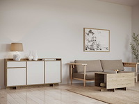 Dressoir leda - 157x36x82cm - 3 deuren & 1 lade - wit/eikdecor - afbeelding 4 van  7