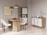 Dressoir leda - 157x36x82cm - 3 deuren & 1 lade - wit/eikdecor - afbeelding 5 van  7