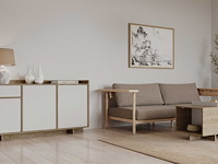 Dressoir leda - 157x36x82cm - 3 deuren & 1 lade - wit/eikdecor - afbeelding 6 van  7