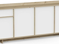 Dressoir leda - 209x36x82cm - 4 deuren & 1 lade - wit/eikdecor - afbeelding 1 van  7