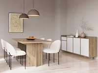 Dressoir leda - 209x36x82cm - 4 deuren & 1 lade - wit/eikdecor - afbeelding 4 van  7