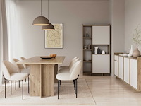 Dressoir leda - 209x36x82cm - 4 deuren & 1 lade - wit/eikdecor - afbeelding 5 van  7