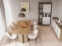 Dressoir leda - 209x36x82cm - 4 deuren & 1 lade - wit/eikdecor - afbeelding 6 van  7