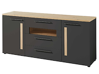 Dressoir lorna 2 deuren & 3 lades - antraciet/eik - afbeelding 2 van  4