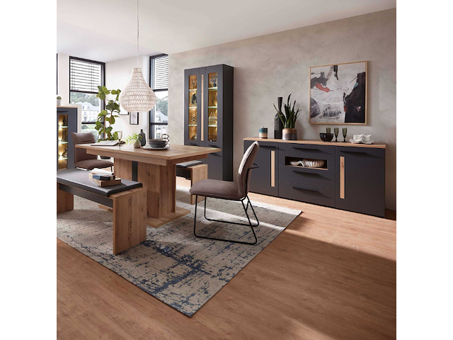 Dressoir lorna 2 deuren & 3 lades - antraciet/eik - afbeelding 4 van  4
