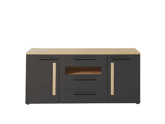 Dressoir lorna 2 deuren & 3 lades - antraciet/eik - afbeelding 1 van  4