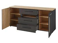 Dressoir lorna 2 deuren & 3 lades - antraciet/eik - afbeelding 3 van  4