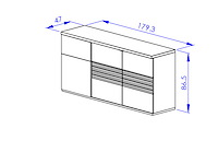 Dressoir magda | 180 x 47 x 87 cm | brown high gloss white - afbeelding 4 van  6
