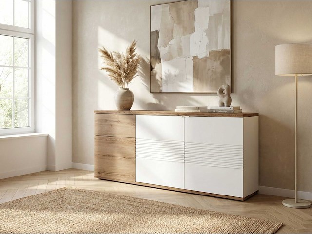 Dressoir magda | 180 x 47 x 87 cm | brown high gloss white - afbeelding 6 van  6