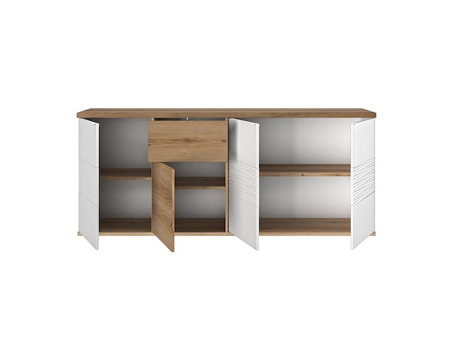 Dressoir magda | 208 x 47 x 87 cm | brown high gloss white - afbeelding 1 van  4