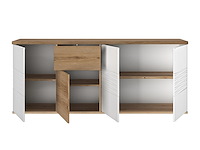 Dressoir magda | 208 x 47 x 87 cm | brown high gloss white - afbeelding 1 van  4