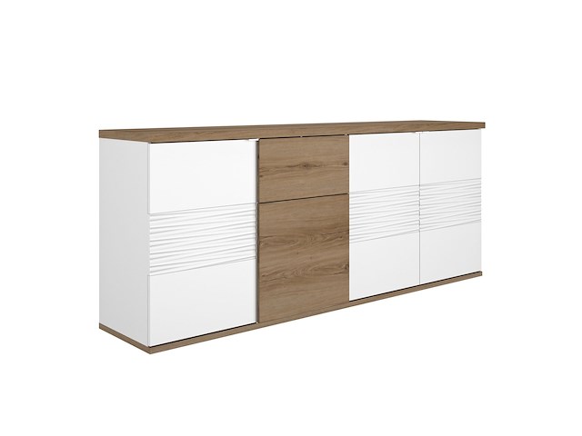 Dressoir magda | 208 x 47 x 87 cm | brown high gloss white - afbeelding 2 van  4