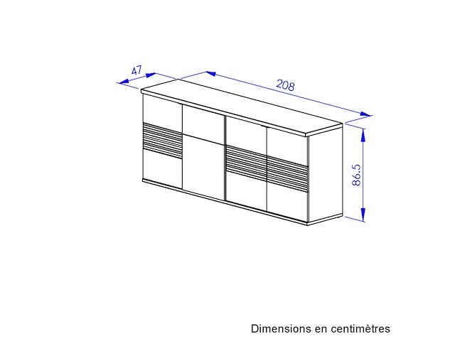 Dressoir magda | 208 x 47 x 87 cm | brown high gloss white - afbeelding 3 van  4