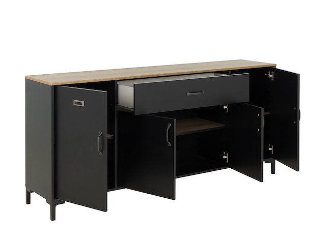 Dressoir manchester | 180 x 40 x 82 cm | helvezia oak-design - afbeelding 3 van  5