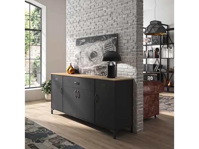 Dressoir manchester | 180 x 40 x 82 cm | helvezia oak-design - afbeelding 4 van  5