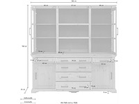 Dressoir met glazen deuren en metalen handvatten - massief grenen - afbeelding 3 van  13