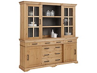 Dressoir met glazen deuren en metalen handvatten - massief grenen - afbeelding 6 van  13