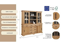 Dressoir met glazen deuren en metalen handvatten - massief grenen - afbeelding 7 van  13