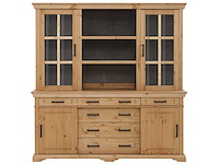 Dressoir met glazen deuren en metalen handvatten - massief grenen - afbeelding 8 van  13